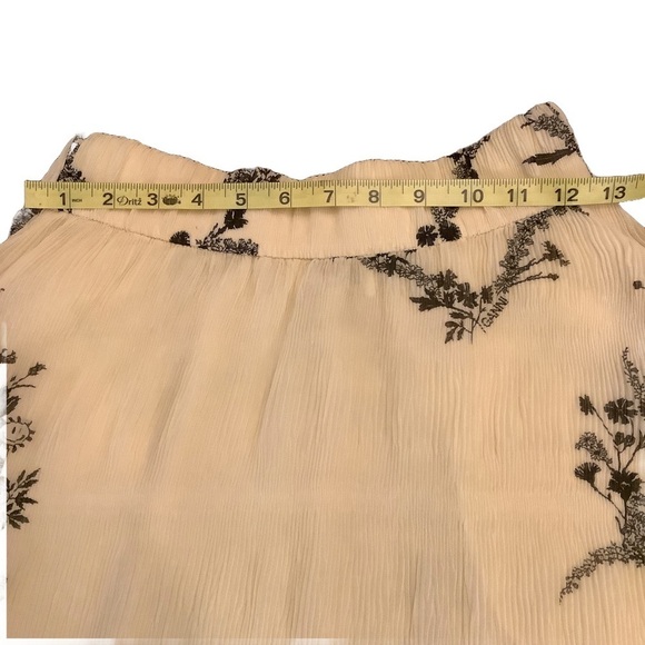 Ganni Butter Yellow & Black Floral Pleated Georgette Maxi Skirt Size 4 - Picture 9 of 9